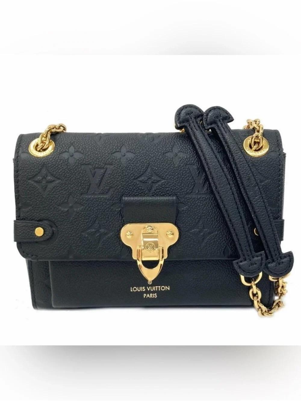 Louis Vuitton Vavin BB Empriente black leather logo bag 2 way strap